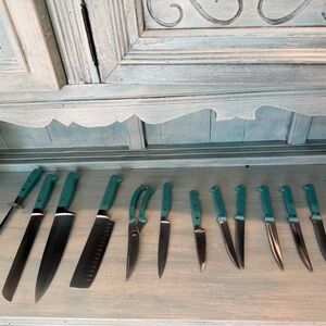 Pioneer Woman Teal Knife Set for Home Kitchen